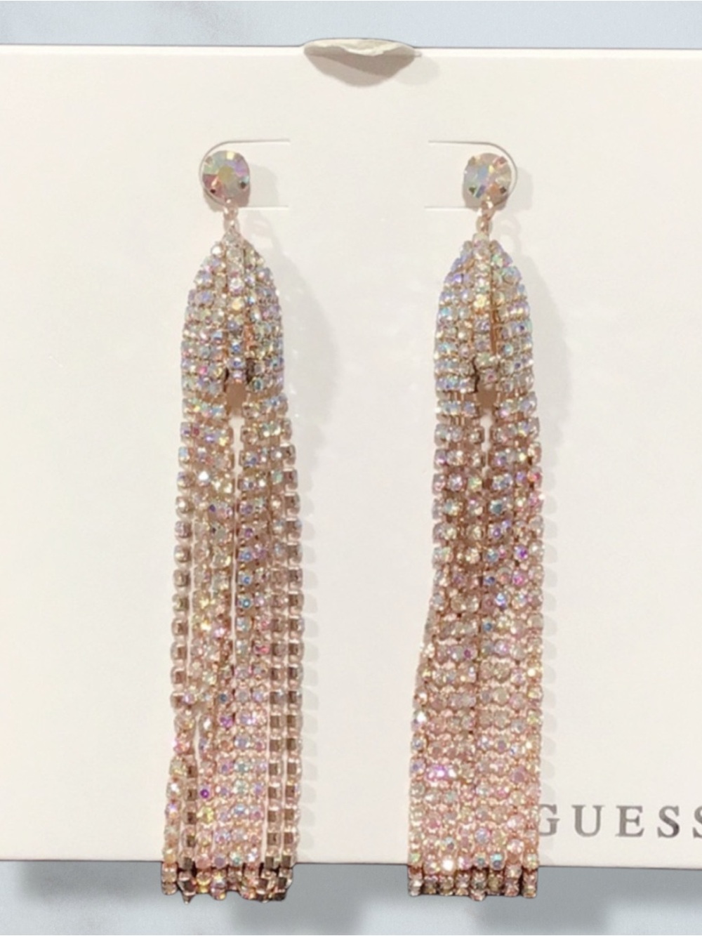 GUESS Tassel Rhinestone Post Earrings NEW